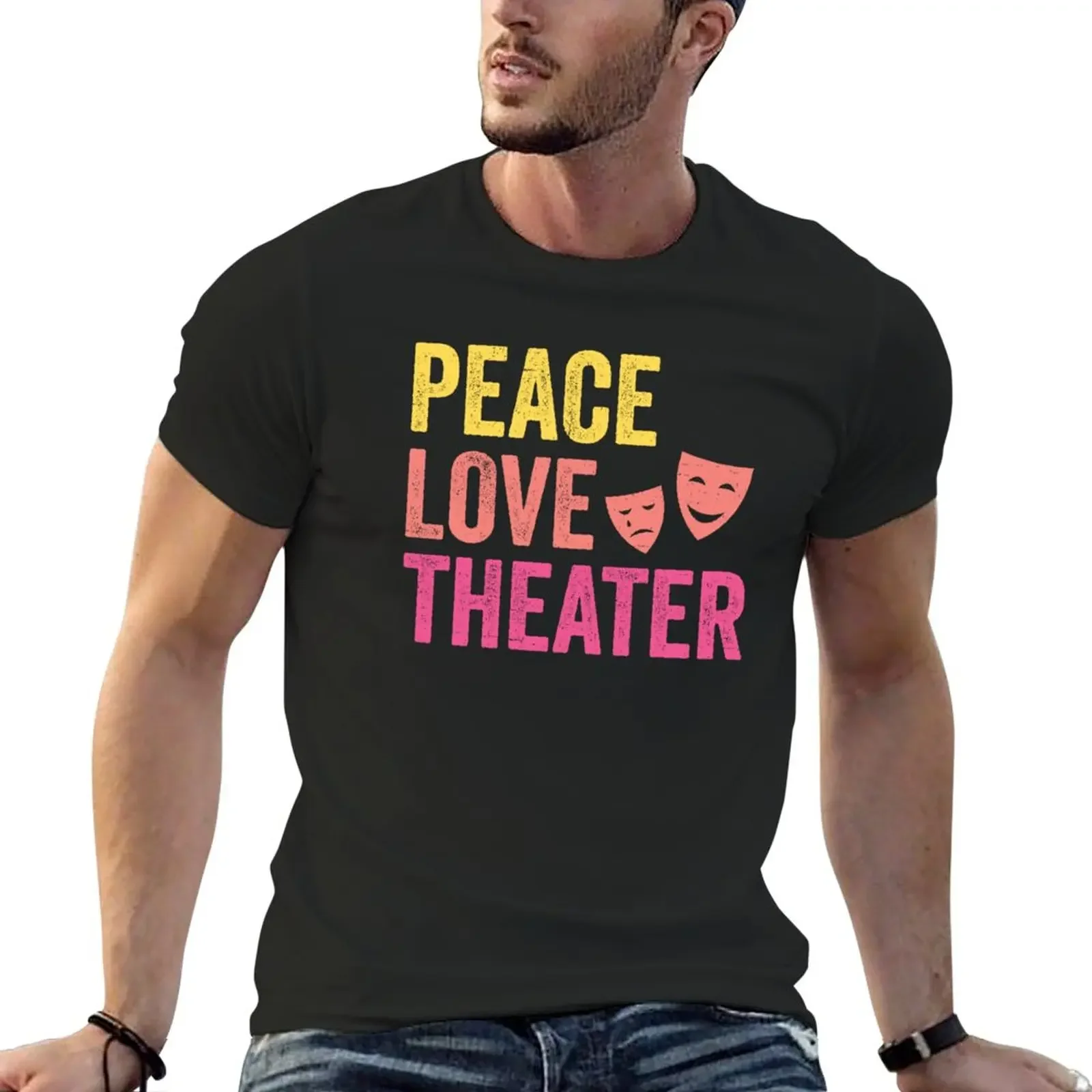 

Peace Love Theater Shirt, Theater Gift, Actor Actress Broadway Lover Gift, D T-Shirt sports fans mens vintage t shirts