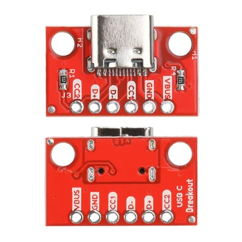USB Type C Connector Board DIY 3.1 Serial Basic Breakout หญิง Breakout Board สีแดงอะแดปเตอร์บอร์ดแถวเข็ม 1