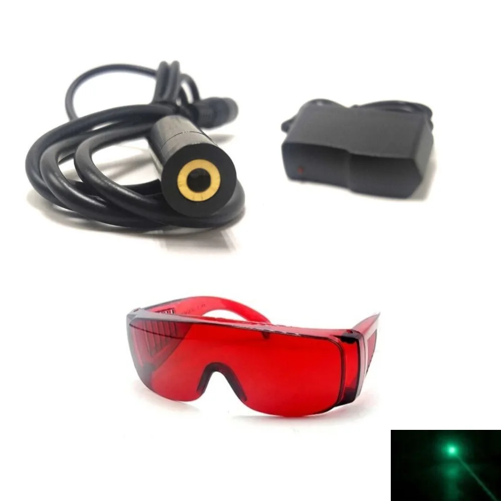 Focusable 515nm 520nm 30mw Green Dot Laser Diode Module With 5V Adapter And 532nm Laser Safety Protective Glasses ep 3 6 laser protective goggles od6 190 540nm 488nm 515nm 520nm 532nm laser safety glasses