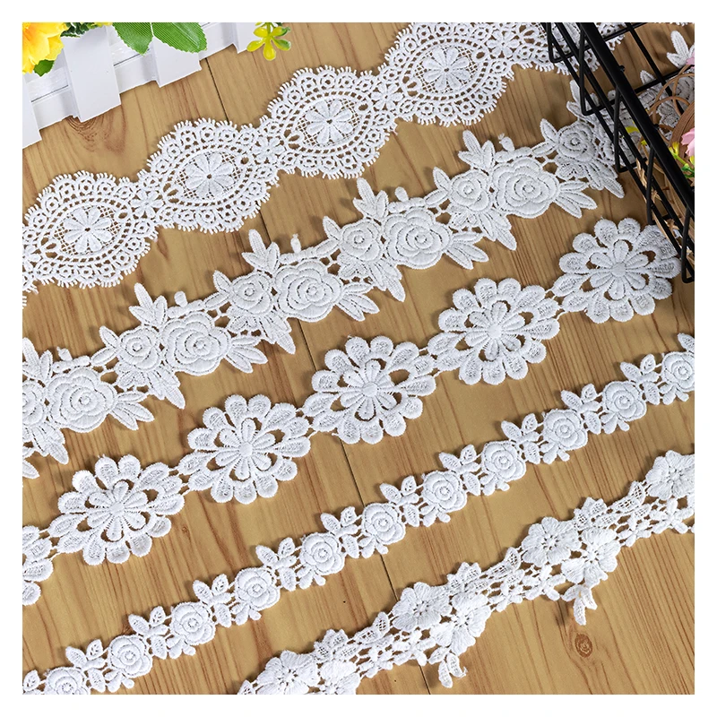 Lace fabric 5Yards lace trim Water Soluble Embroidery Cotton Lace DIY Fabric Clothing Accessories RS1014