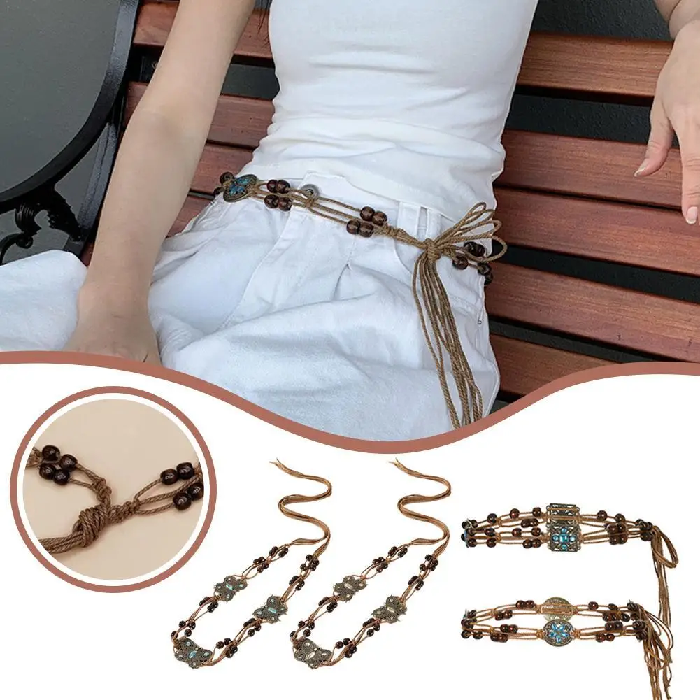 

Bohemian Knitted Belt Vintage All-matching Ethnic Style Women's Waist Rope Sweater Dress Jewelry Decoration Casual Waist Chain