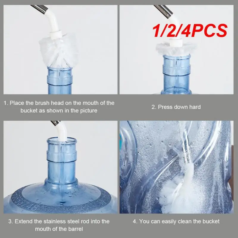 

1/2/4PCS Household Bucket Washing Brush With Stainless Steel Rod Plastic Water Dispenser Water Bucket Cleaning Brush Cleaner