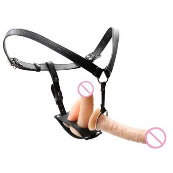 Adult Games Wearable Double Dildo Strap On Penis Anal Plug With Leather Panties Lesbian Masturbation Sex Toys For Women Couples 3