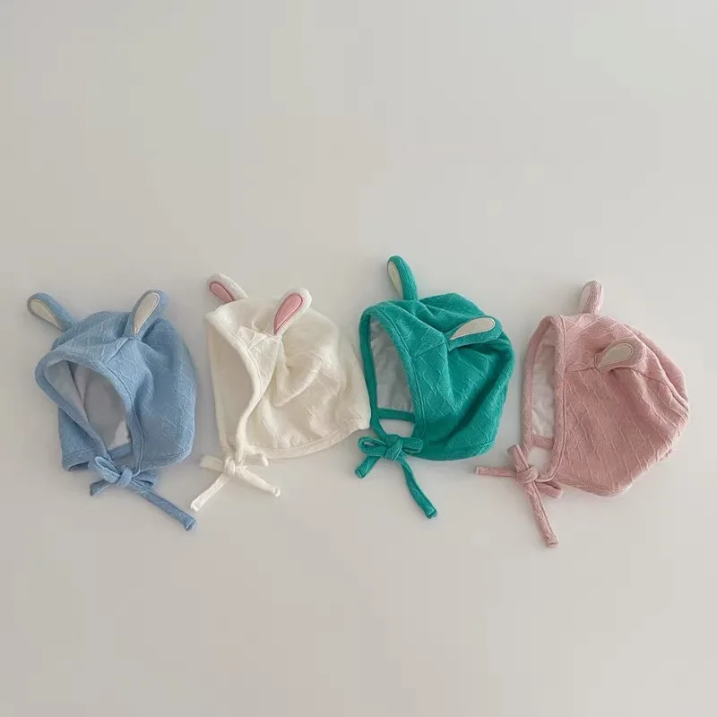 Newborn Baby Beanie Cap Cute Baby Bunny Hat Rabbit Ear Protection Hat Spring Autumn Newborn Pullover Hat Soft Infant Bonnet Cap