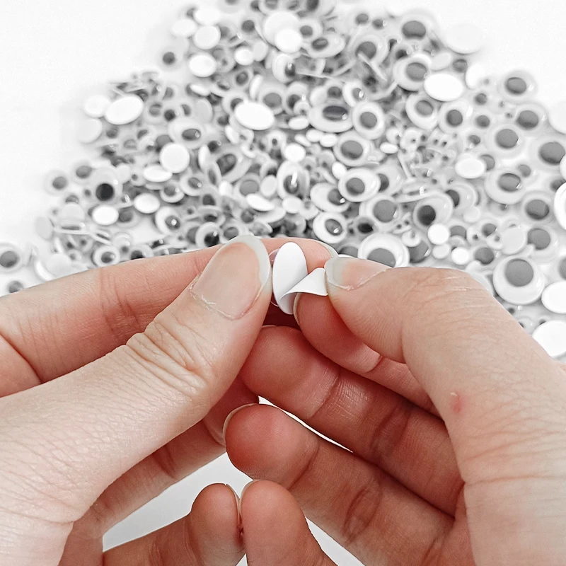 650pcs/box DIY Self-Adhesive Wiggly Googly Doll Eye White Mixcolor Movable Simulation Cartoon Animal Eyeball Children Craft Tool
