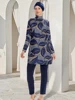 3PCS Summer Modest Burkini Women Islamic ​Bathing Suit Waterproof Swimsuits Floral Pattern, Quick Drying, Sunscreen, UPF50+