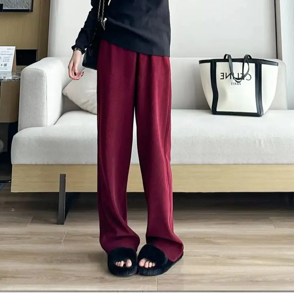 

2024 Autumn Winter Women New Elastic Waist Corduroy Pants Female Casual Wide-leg Pants Ladies Loose Straight Sweatpants T637