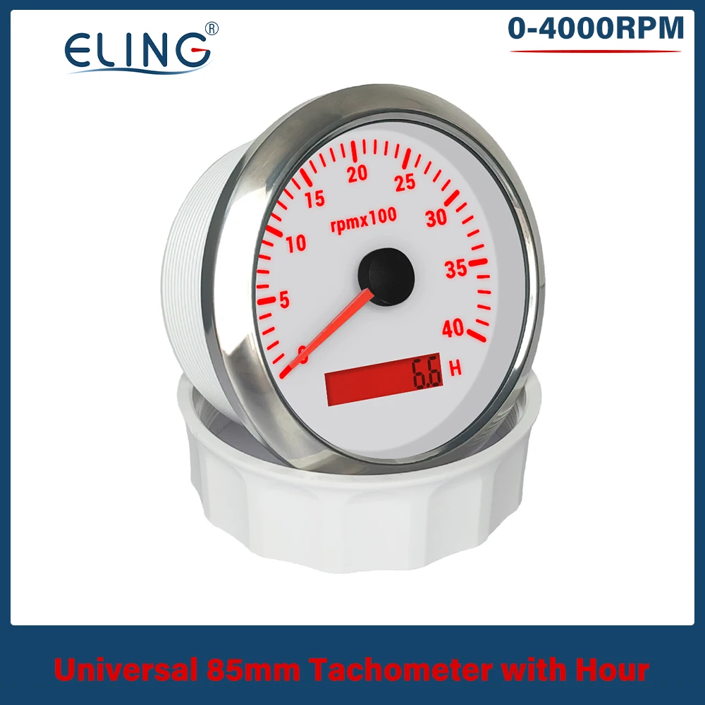 

ELING New Universal 85mm Tachometer 3000RPM 4000RPM 6000RPM 7000RPM 8000RPM Hourmeter With 7 Colors Backlight For Car Boat Yacht