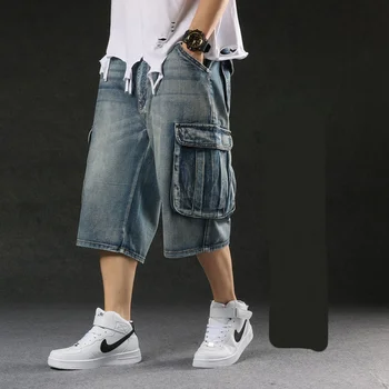 2025 Men‘s New Mens Plus Size Loose Baggy Denim Shorts Fashion Streetwear Hip Hop Skateboard Cargo Jeans Short for Male Men 1
