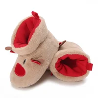 0-18Mionths Baby Girls Fleece Slippers Boots Soft Anti-Slip Xmas Booties Toddler Boys Winter Elk Deer Christmas Boots For Girls 6