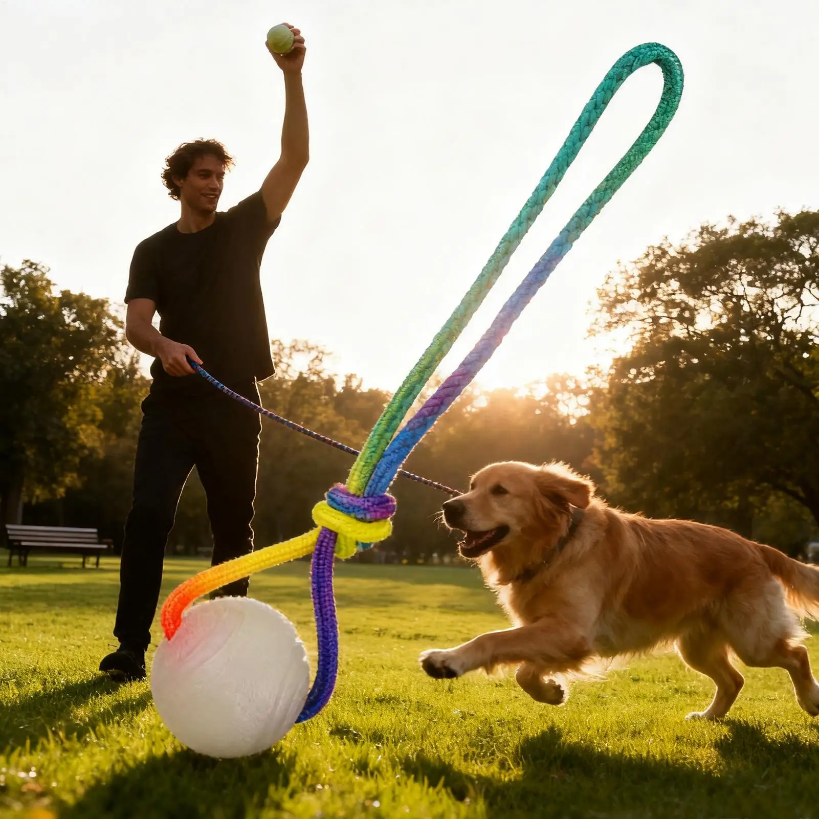 Dog Balls For Aggressive Chewers 2 Pieces Glow Tug Teether With Rope Bouncy Dog Ball For Puppy Small Medium Large Breed Boredom