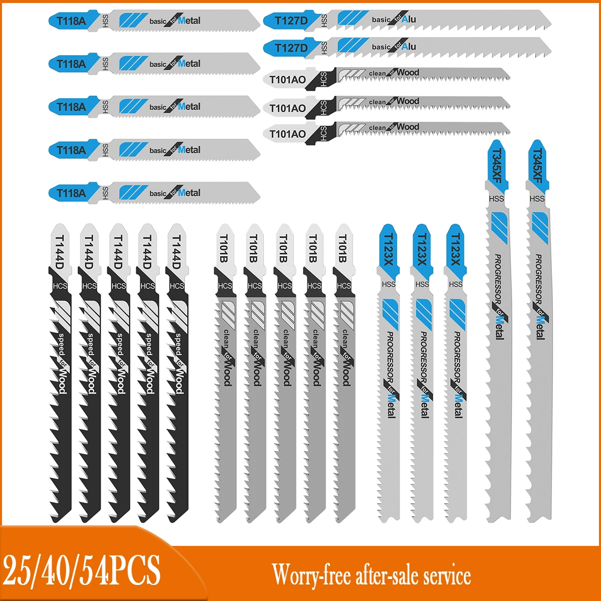Набор лезвий для ножовки, Т-образная ручка, Hcs/Hss/Bim, подходит для резки дерева, пластика, мягкого металла, 25/40/54 шт.