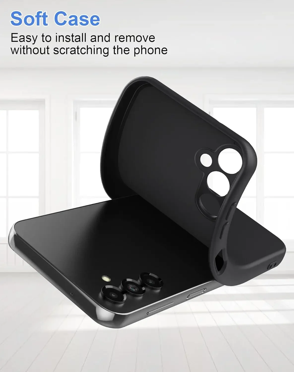 Elegant Black Silicone Square Case - Luxury Soft Slim Flexible Cover