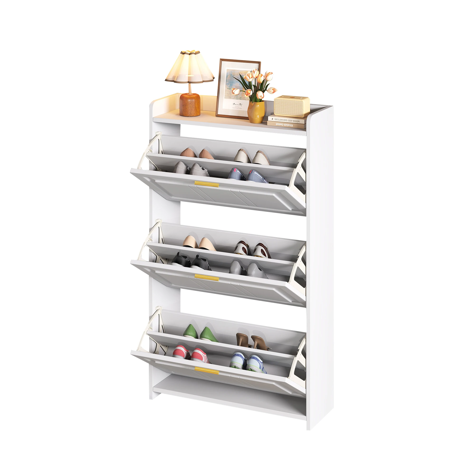 70*24*120cm Schuhschrank/Schuhregal mit 6 Fächern, geeignet für Flure, Eingangsbereiche, Wohnzimmer und Büros – Detail 25