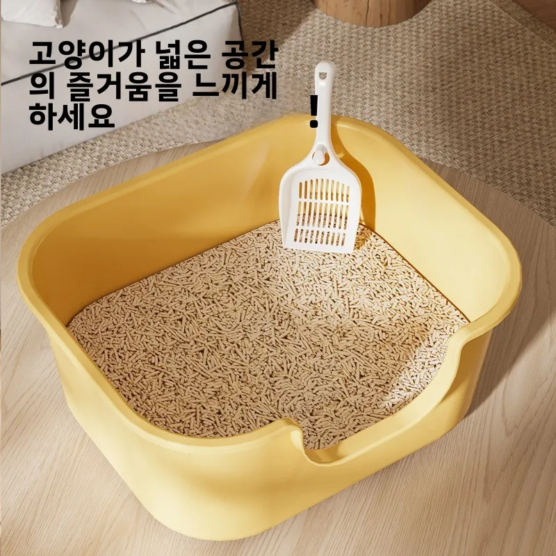 특대형 오픈탑 고양이 화장실, 튐 방지 초대형 고양이 변기, 애완용품, 고양이 모래통, 메인쿤 고양이 품종용