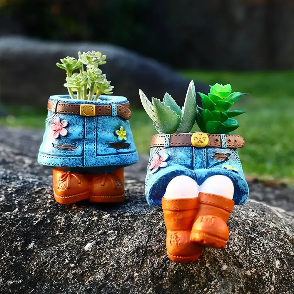 Denim Pants Flower Pot Durable Pastoral Styles Home Ornament Succulent Pot Resin Plant Containers flower pot,hydroponic flower pot,plant pot