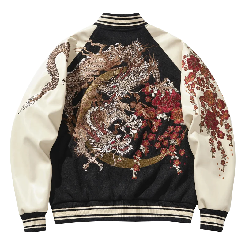 New Machine Embroidery Dragon Year Red Chinese Style Heavy Industry Men's And Women's Coats Jacket Baseball Uniform Fashion Top
