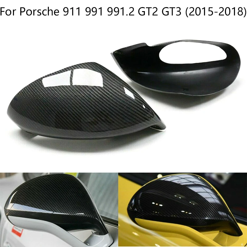 

For Porsche 911 991 991.2 GT2 GT3 2015-2018 Real Carbon Fiber Car Exterior Rearview Mirror Cover Caps parts accessories