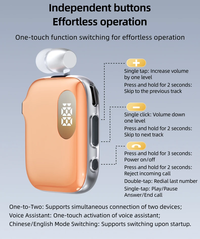 Bluetooth Headphones With Noise Canceling And 90h Battery Life_voghion.com
