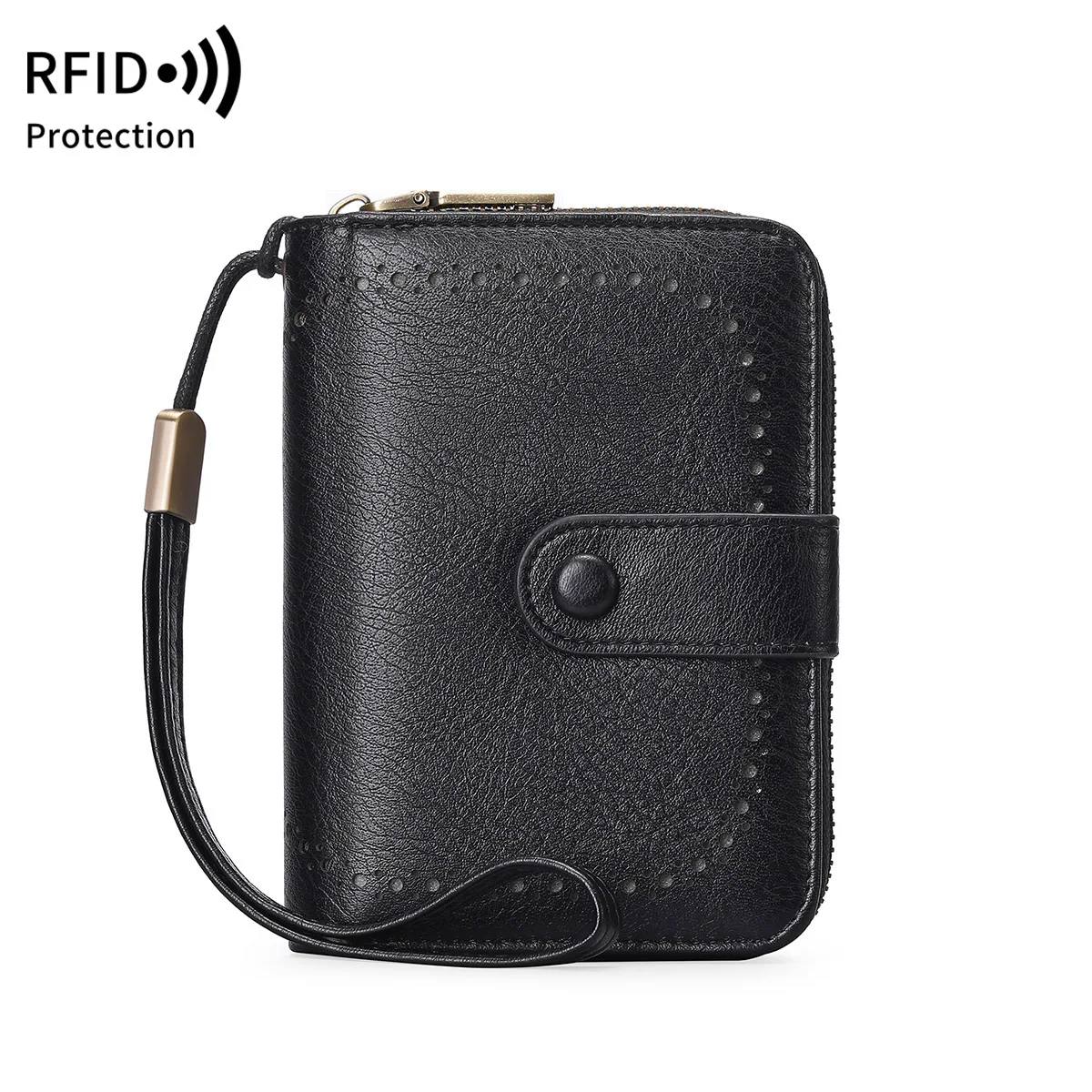 MIYIN Retro Große Kapazität RFID Geschirmte Damen Kurze Brieftasche Multi Card Slot Orgel Kreditkarte Tasche Multifunktionale Null Brieftasche – Detail 7