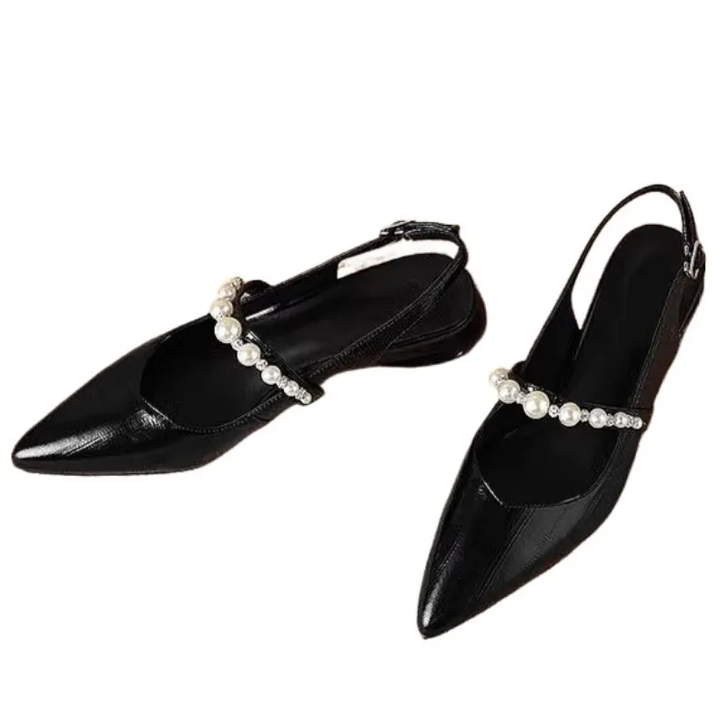 Bead High Heels Sandals Women Pointed Toe Shoes Slippers Slingback Summer Designer Dress Sexy Shoes Woman Pumps Trend Party