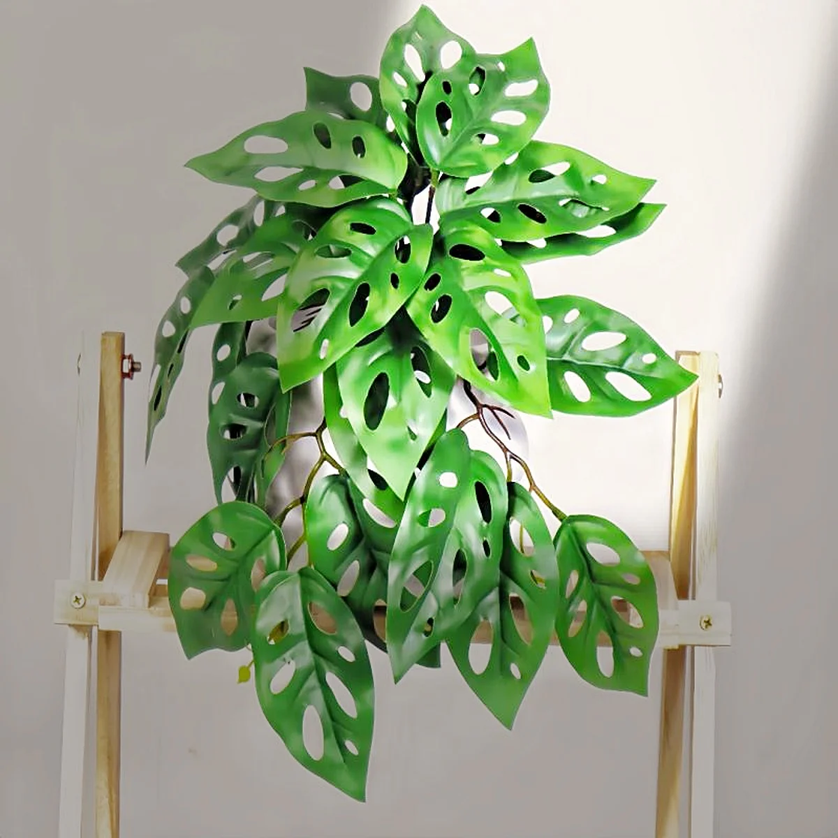 35 cm künstliche Pflanzen Mini Monstera grüne gefälschte Blätter simulierte Palmblätter Landschaftsbau Park Hotel Home Dekoration Zubehör – Detail 4