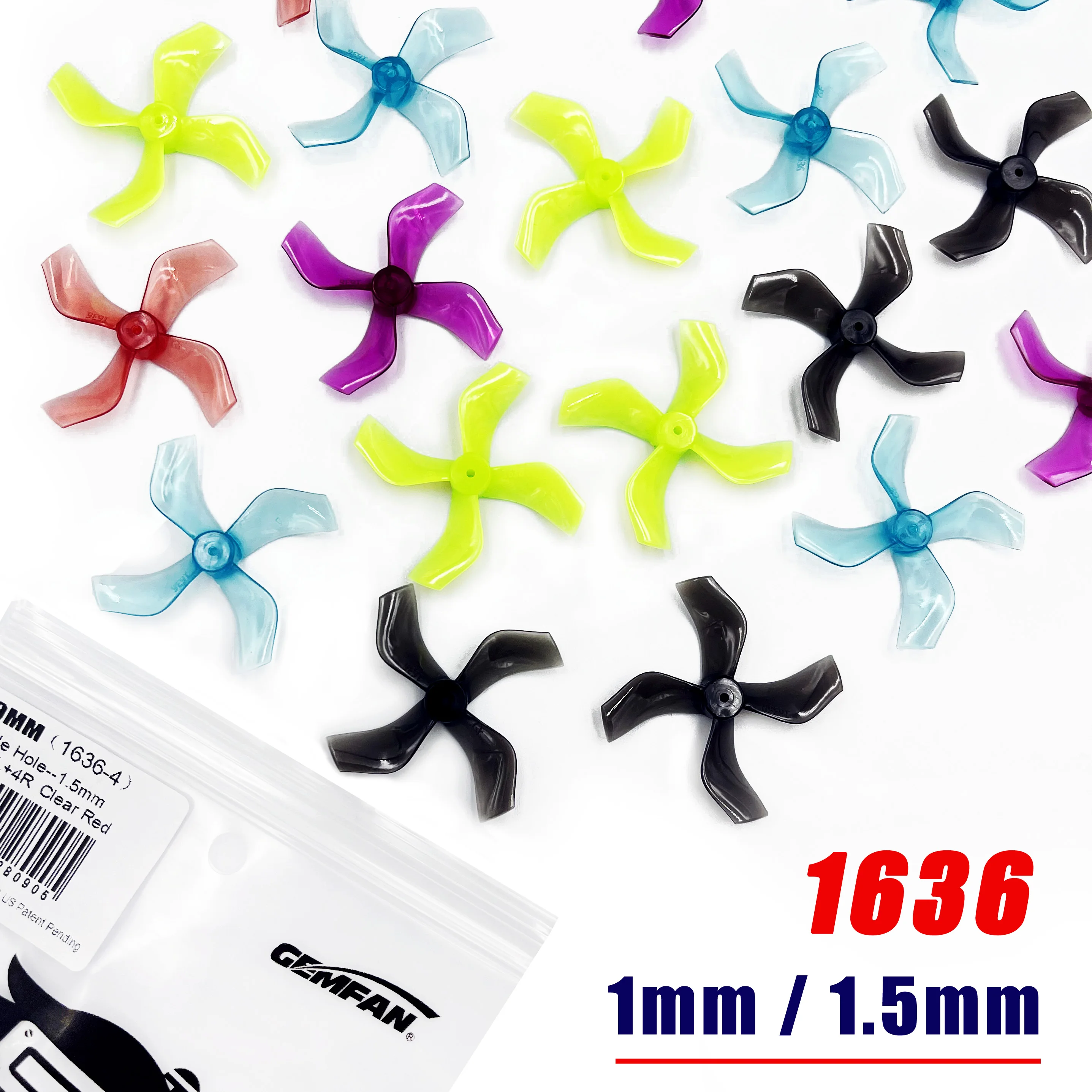 

16 шт./8 пар Gemfan 1636 40 мм 4-лопастные пропеллеры для ПК 1 мм 1,5 мм с одним отверстием для FPV гоночных бесщеточных беспилотных дронов Tinywhoop 1103 1105