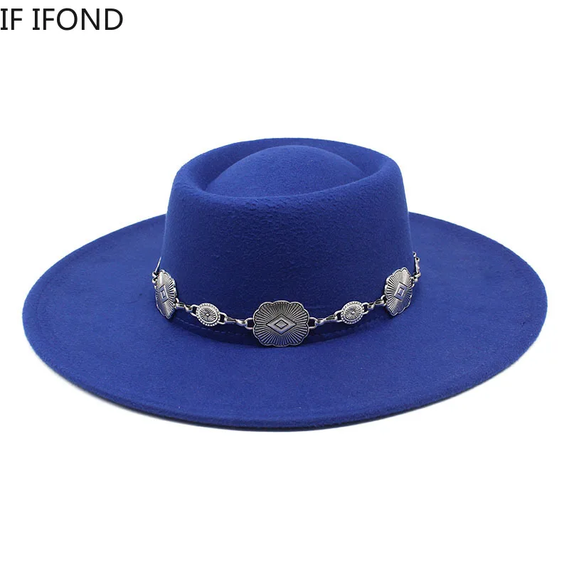 British Style Fedora Hats For Women 9.5CM Big Brim Luxury Belt Band Felt Jazz Hats Wedding Dress Formal Cap 2