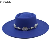 British Style Fedora Hats For Women 9.5CM Big Brim Luxury Belt Band Felt Jazz Hats Wedding Dress Formal Cap 2