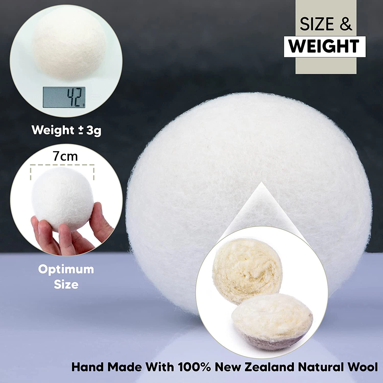 Wool Dryer Balls 7CM Premium Natural Fabric Softener