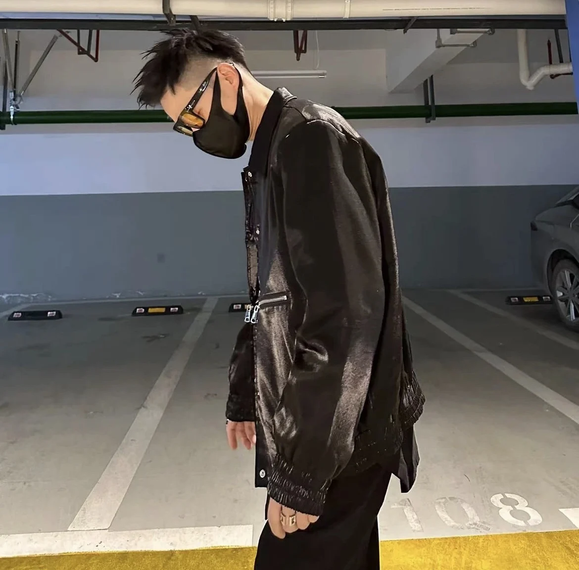 Fashion Spring Autumn Men's New Fried Street Half Zipper Design Polo Collar Jacket All-match Personality Long Sleeve Coats