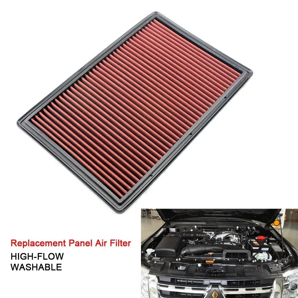 Replacement Panel Sport Air Filter For Mitsubishi Pajero 3 4 Shogun Montero V6 2000- Washable High Flow