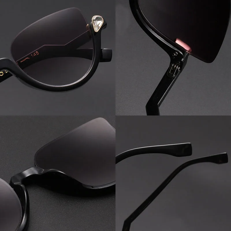 SHAUNA Classic Crystal Half Frame Sunglasses Women Fashion Anti-Blue Light Cat Eye Optical Frames Computer Glasses