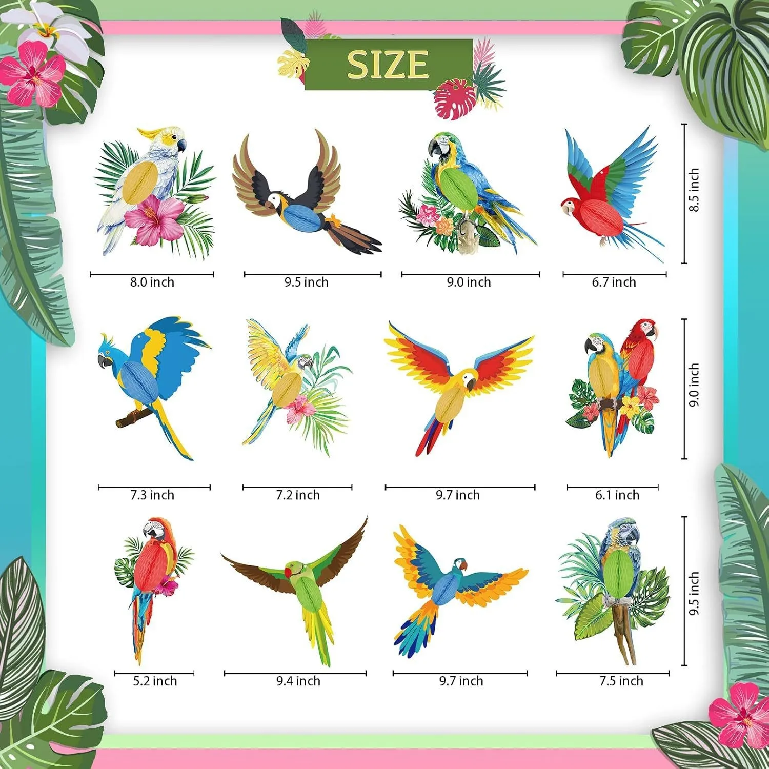 12/24 Stück Holzfiguren Tropische Vögel Papageien Hawaii-Themen Partydekoration Perfekt für Strand- und Tropen-Umgebungen – Detail 6