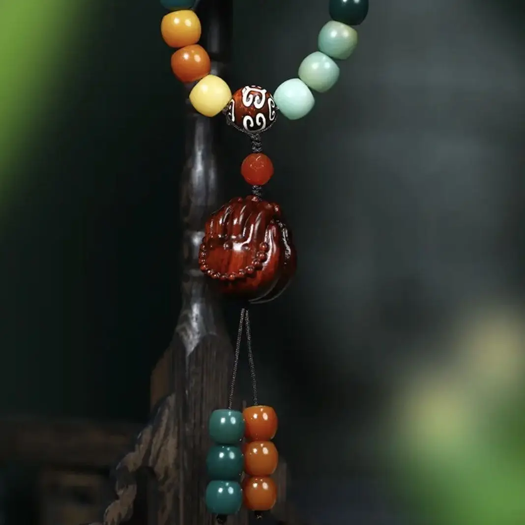 Dunhuang Hand-held Chanting Buddhist Beads Wen Play Bodhi Root Bracelet Men's and Women's HandString Woolen Chain Prayer Jewelry