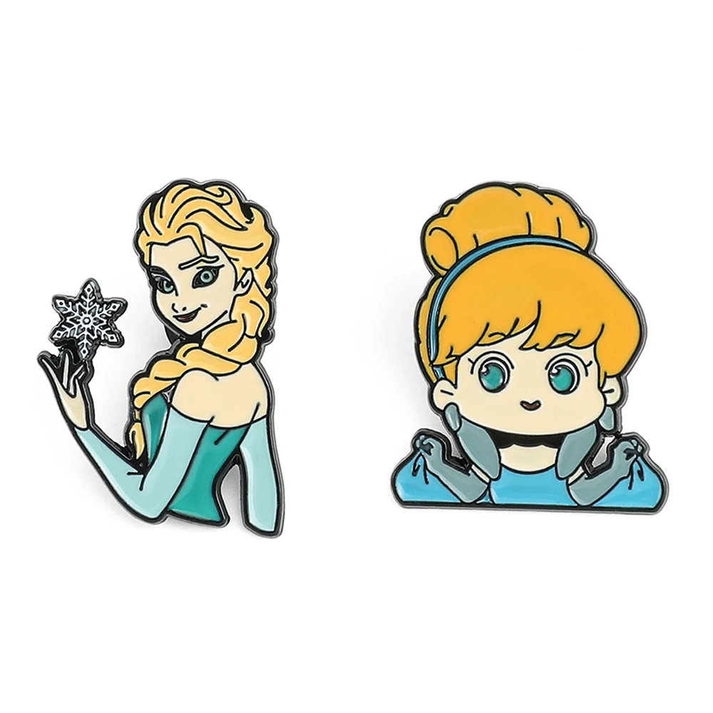 

New Disnet Frozen Princess Elsa Cinderella Lapel Pin Brooches Handmade Jewelry Shirt Bag Badge