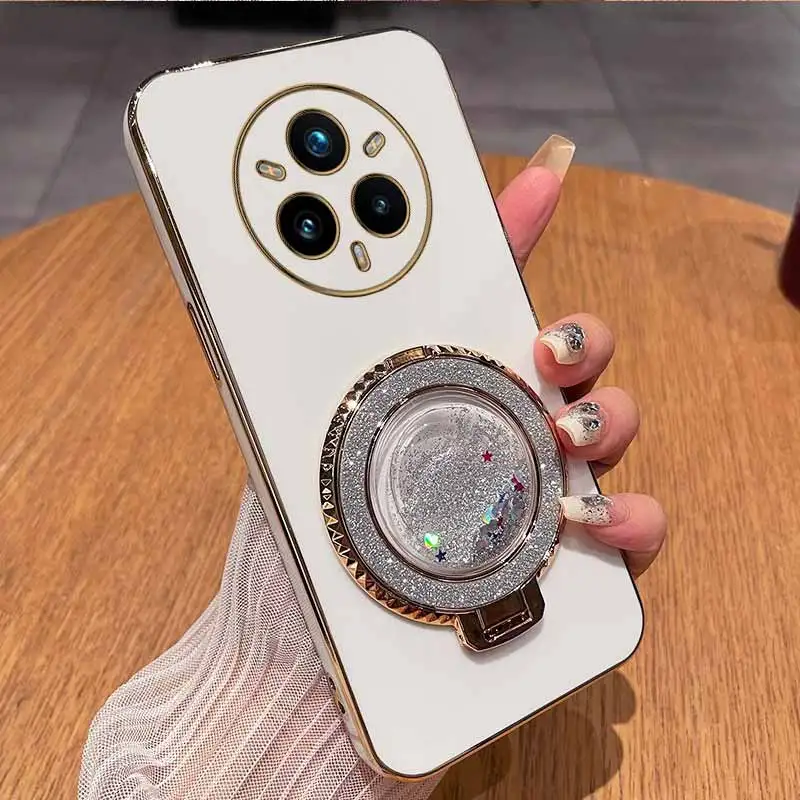 Elegant Circular Support Plated Phone Case Cover