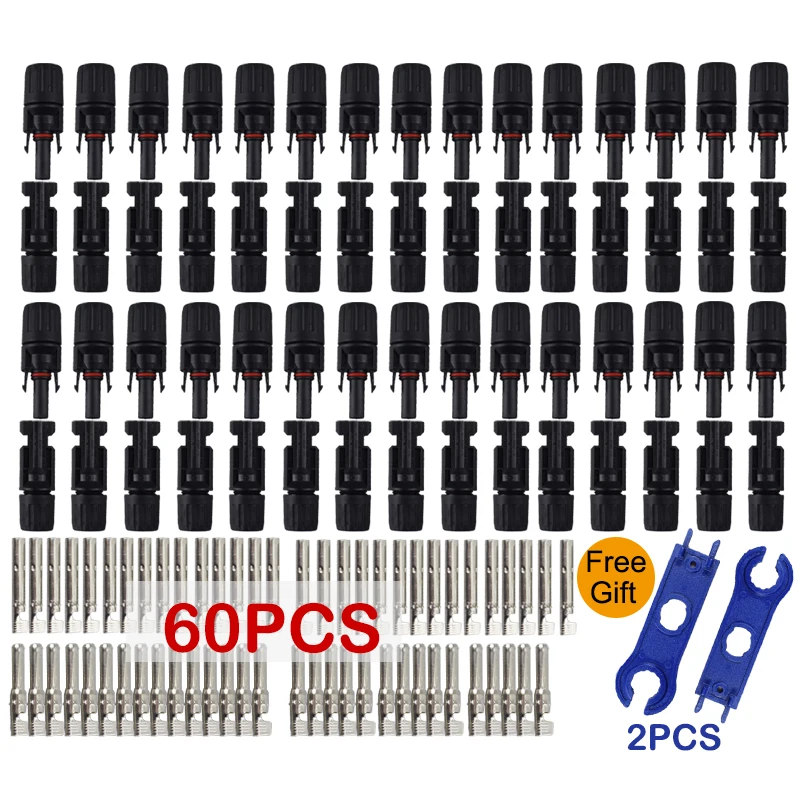 Solar Connectors 200/100/40/20/10/5 Pcs DC Solar Connector 1000V30A Panel Stecker IP67 waterproof Connectors Kit for PV/MC Cable 2.5/4/6mm2