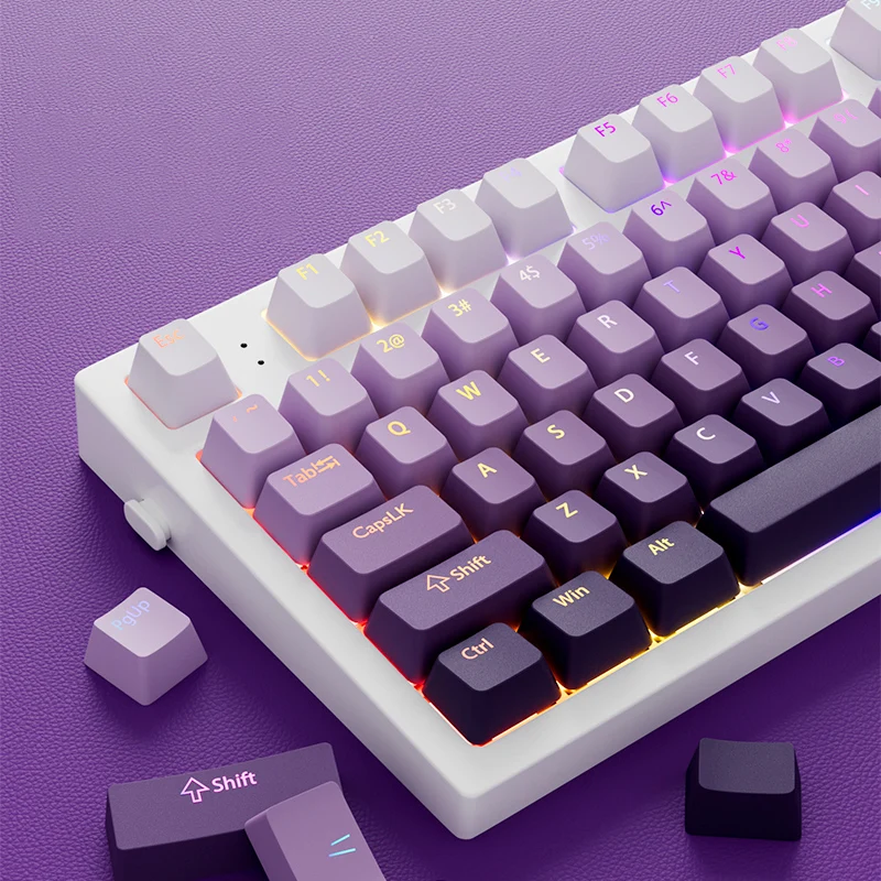 Lavender Top Print RGB Backlit OEM Profile PBT Double Shot Keycap Set (135 Keys)