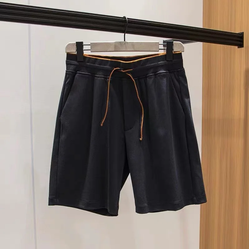 Pantalones cortos capri elásticos informales con cordón de verano para hombre
