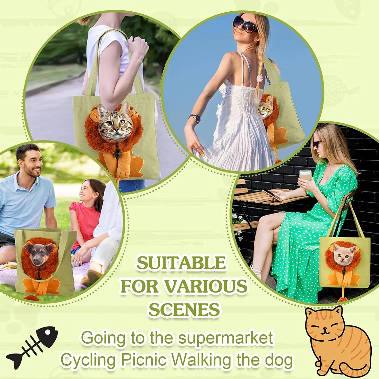 Lion Shape Cat Carriers Bags Adjustable Soft Pet Carriers Outgoing Travel Pets Handbag Portable Breathable Pet Canvas Bag