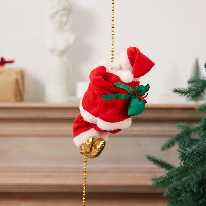 Electric Santa Claus Climbing Rope Ladder With Music Toy For Christmas Tree Home Decoration New Year Gifts Ornaments