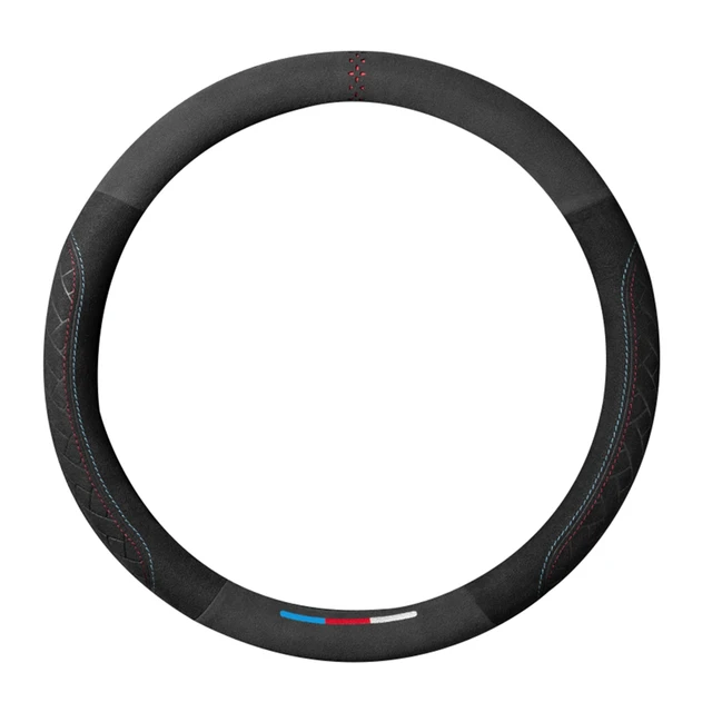 Car Steering Wheel Cover Wrap Suede Leather Breathable Anti Slip Universal 37-38cm Steering Covers Decoration Car Accessories 2