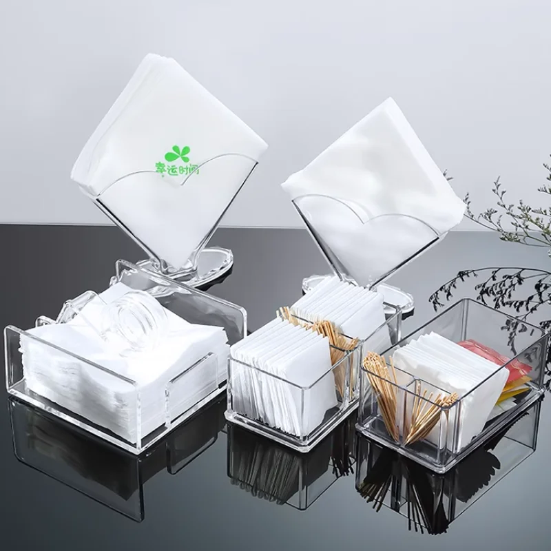 Tissue Box Acrylic Desktop Vertical Tissue Box Toothpick Holder Thickened Transparent Table Storage Accessories