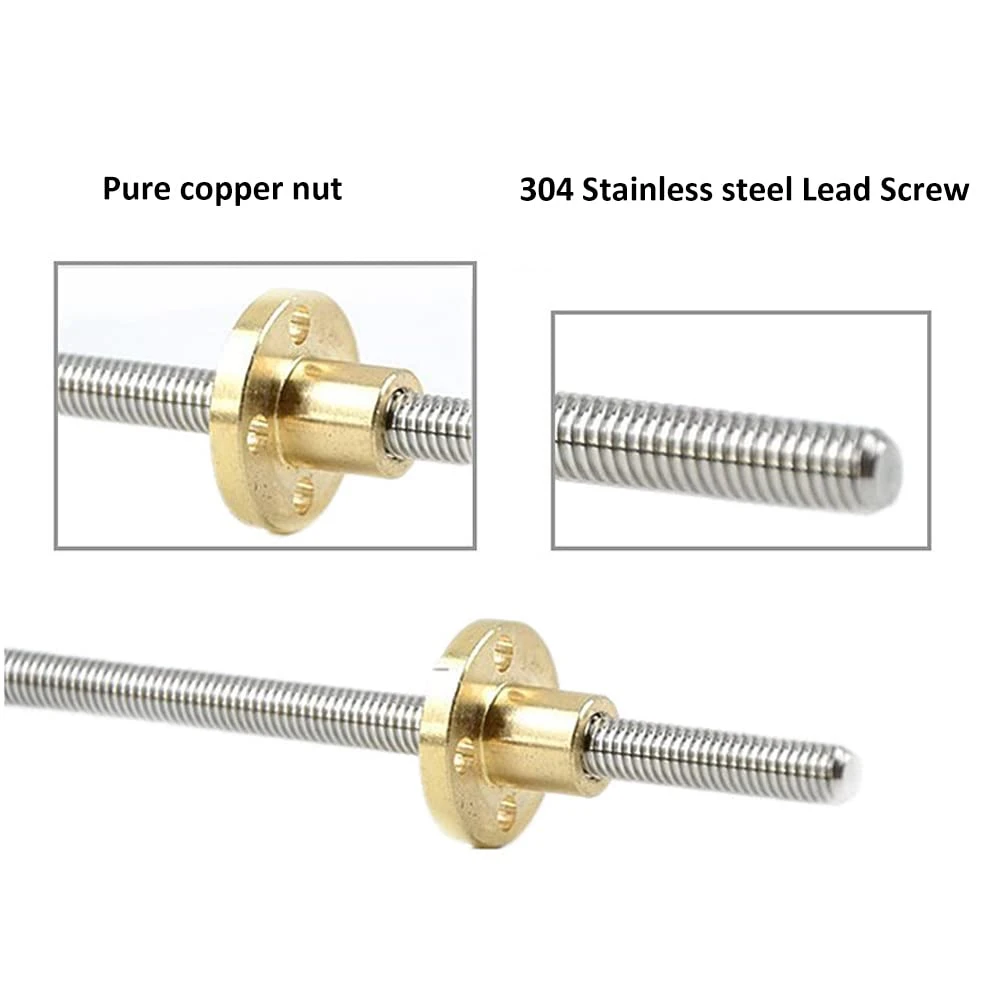 Chumbo Parafuso Trapezoidal de Parafuso Porca de Bronze Passo mm mm Chumbo mm mm mm mm 12 mm Impressora 3d Haste Trapezoidal 100 Aço Inoxidável t6