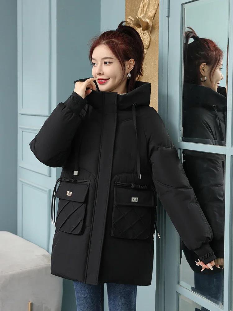 Vielleicht 2023 New Solid Winter Women Coat Oversized Parkas Jackets Casual Thick Warm Hooded Coat Female Winter Jacket Outwear