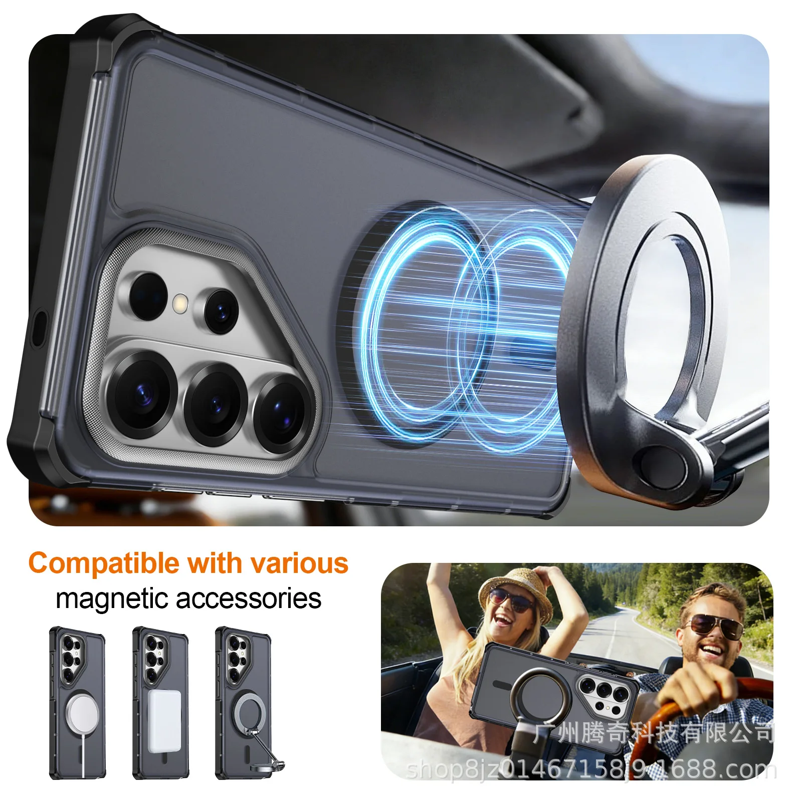 Hybrid Rugged Armor Shockproof Case with MagSafe Charging Compatibility