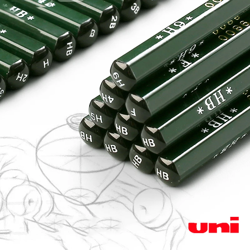 Japanese Stationery 12pcs Uni Sketch Pencil 9800 HB/14B/12B/2B/10B Professional Art Student Special Drawing Soft Carbon Stylo 3