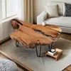Natural Wood Live Edge Coffee Table Unique Rustic Desktop Sturdy Construction Versatile Functionality Perfect Living Room Decor 6