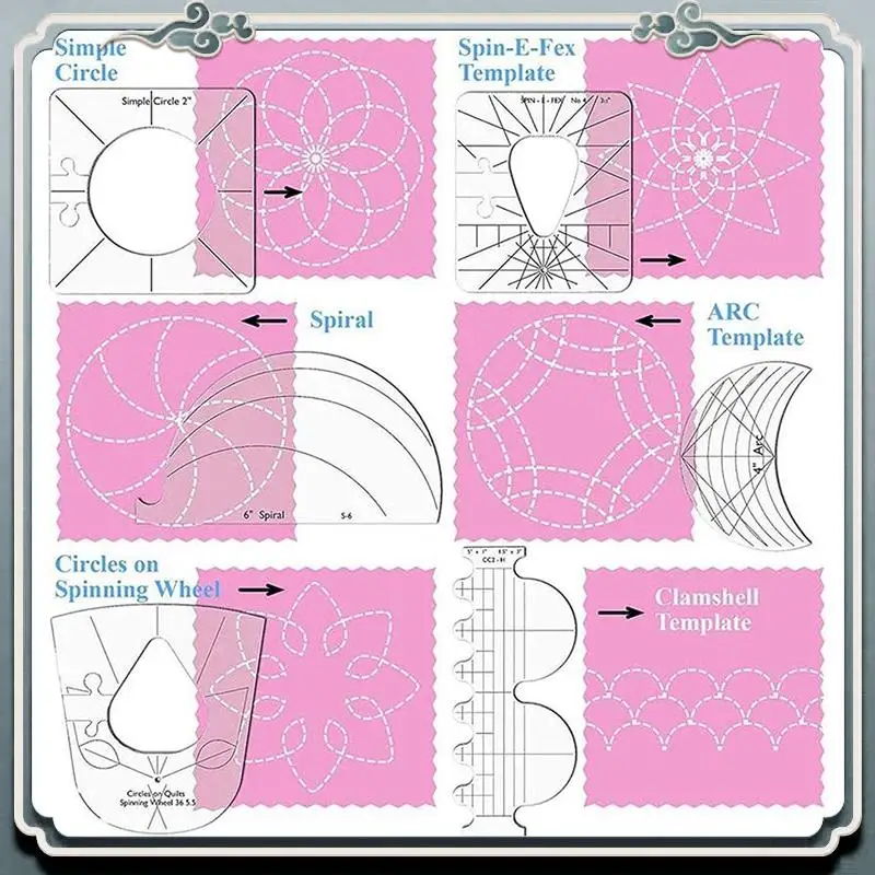 6Pcs Patchwork Ruler Quilting Tools Templates Set DIY Apparel Sewing Supplies Quilter Ruler Sewing Stencil Tool